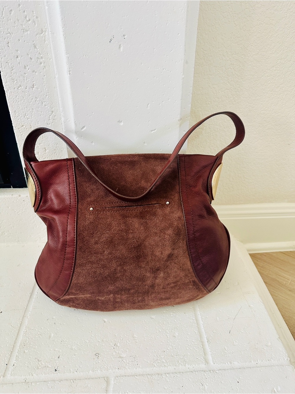 b. makowsky Brown Suede & Leather Shoulder Bag - Picture 2 of 9